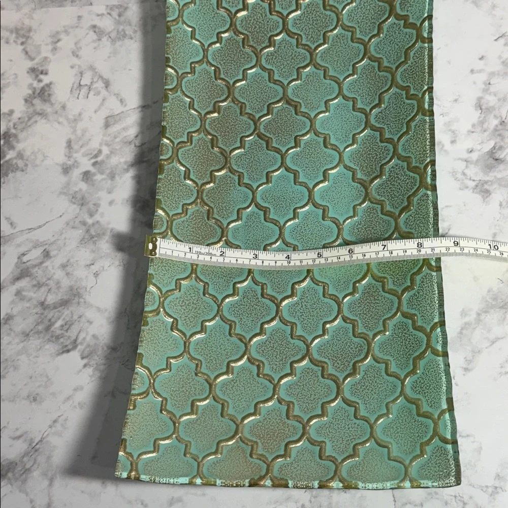 Elegant Teal Decorative Glass Tray